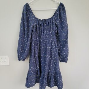 Celebrity Pink Floral Dress Women's Size L Peasant Coquette Milkmaid Festival